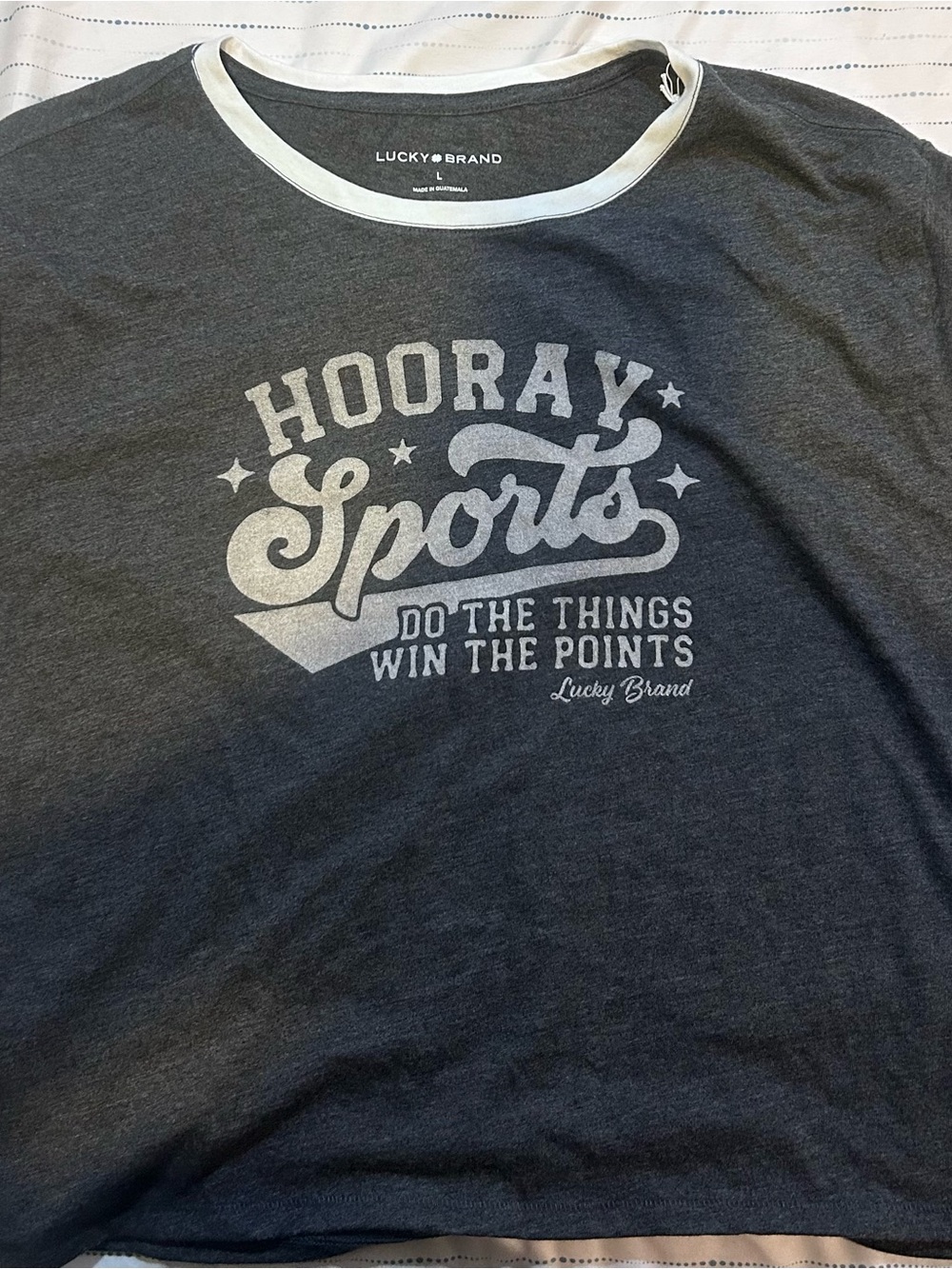 Lucky Brand Charcoal Ringer Tee with White Graphic